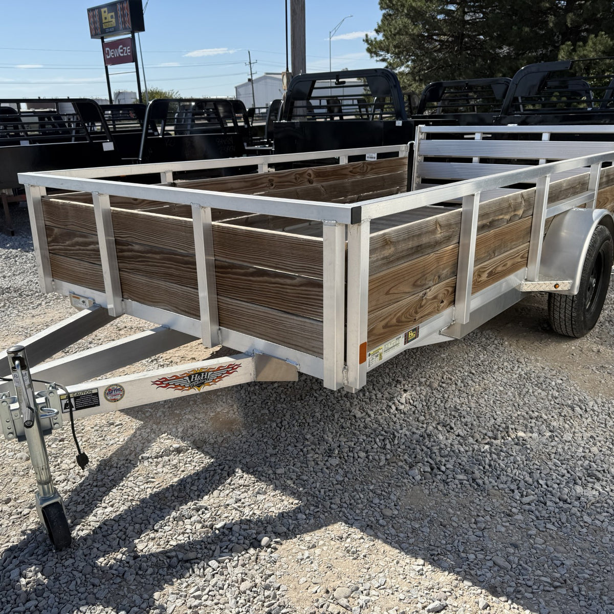 2022 H&H 76" X 12' AKUMINUM WOOD SIDE UTILITY TRAILER